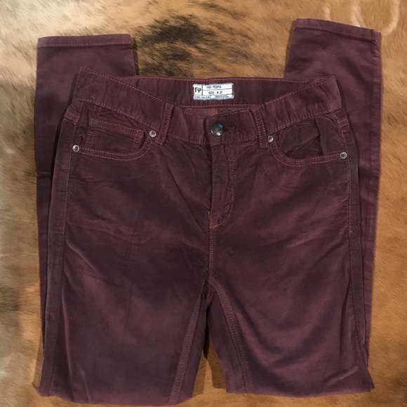 FREE PEOPLE Burgundy Corduroy Skinny Pant - Picture 4 of 7